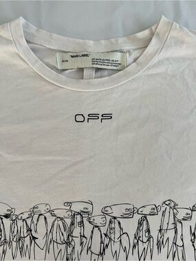 Off-White White Graphic Crewneck Tee with Sketch Print